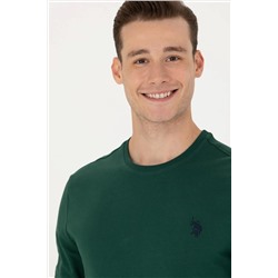 Erkek Yeşil Bisiklet Yaka Sweatshirt