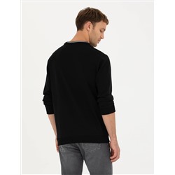 Siyah Regular Fit Bisiklet Yaka Sweatshirt