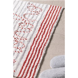 Fleuramour Banyo Paspas - Beyaz/Kırmızı/Gri - 50x80 cm