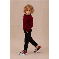 Erkek Çocuk Bordo Basic Bisiklet Yaka Kazak