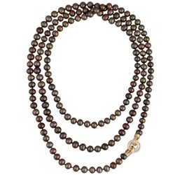 Колье (жемчуг темный шоколад 8-9мм, фианит; покрытие золото) 140см, Есть комплект