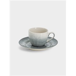 Пара кофейная, 1 перс, 2 пр, 90 мл, керамика, серо-голубая, Vulcano