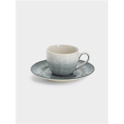 Пара кофейная, 1 перс, 2 пр, 90 мл, керамика, серо-голубая, Vulcano