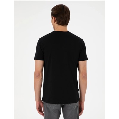 Beyaz-Lacivert-Siyah 3'lü Slim Fit %100 Pamuk Bisiklet Yaka Basic Tişört Paketi