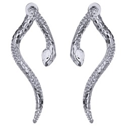 Серьги Змея (кристаллы SW белые; покрытие родий), Есть комплект