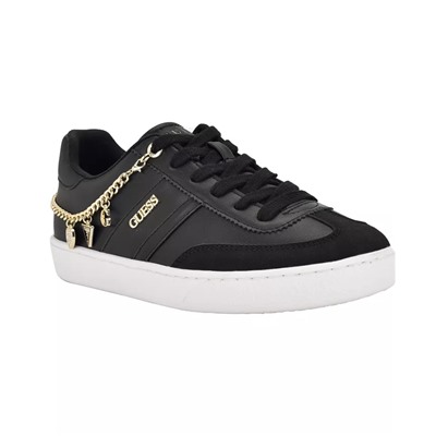 GUESS Women's Naoko Charm Lace-Up Court Sneakers