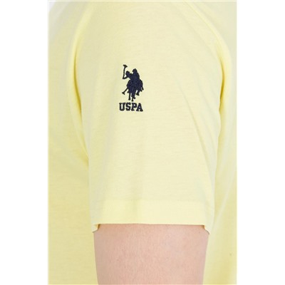 Erkek Açık Sarı Basic Bisiklet Yaka Tişört