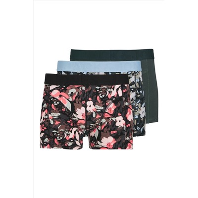 Jack & Jones 3'lü Paket Erkek Flower Forest Night İç Çamaşır Boxer Şort