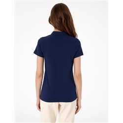 Lacivert Regular Fit Pamuklu Polo Yaka Basic Tişört