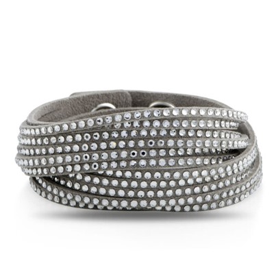 Swarovski  Slake Grey 2 in 1 Suede Wrap Bracelet 5181989 M Medium