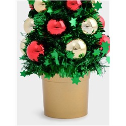 Ель искусственная, 21 см, с шарами, в горшке, мишура/пластик, зеленая, New year