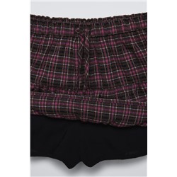 CHECKED RUFFLED BERMUDA SKORT