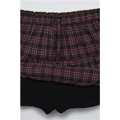 CHECKED RUFFLED BERMUDA SKORT