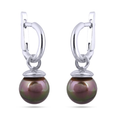 Серьги (Майорка 12мм шоколад; покрытие родий), Есть комплект