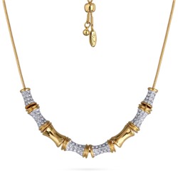 Колье Бамбук (кристаллы белые; покрытие золото, родий) 70см, Есть комплект