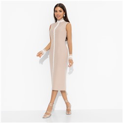 Платье комбинированное с кружевом, Поцелуй удачи (biege, с манжетами)