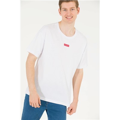 Erkek Beyaz Comfort Bisiklet Yaka Tişört