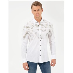 Yeşil Slim Fit Uzun Kollu Gömlek