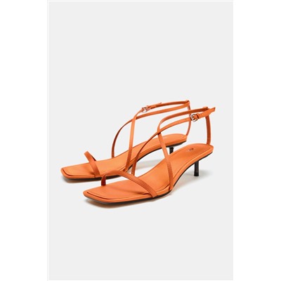 SATIN-EFFECT CROSSOVER STRAP SANDALS