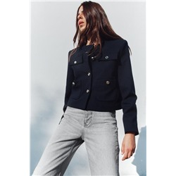 SHORT BLAZER WITH GOLDEN BUTTON DETAIL