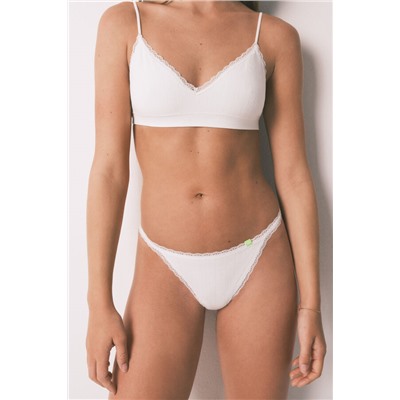 Tanga Seamless encaje blanca