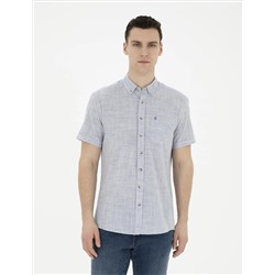 Lacivert Regular Fit Kısa Kollu Gömlek