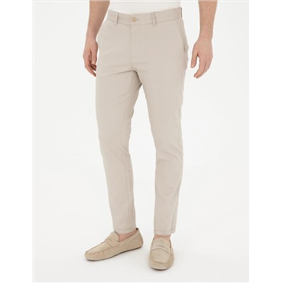 Bej Slim Fit Kanvas Pantolon