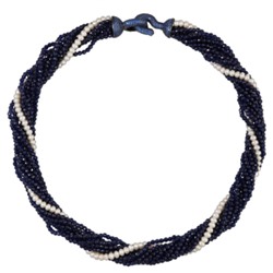 Колье (жемчуг, шпинель, фианит синий; покрытие черный родий) 50см, Есть комплект