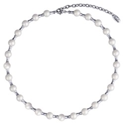 Колье Акварель (Майорка 8мм белая; покрытие родий) 40-47см, Есть комплект