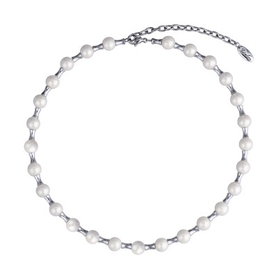 Колье Акварель (Майорка 8мм белая; покрытие родий) 40-47см, Есть комплект