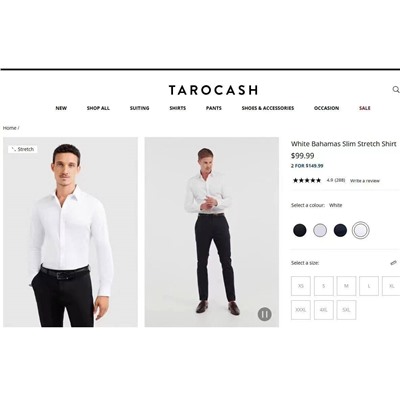 Мужская классическая белая рубашка Tarocas*h   Экспорт