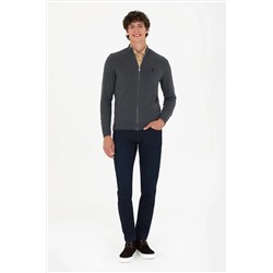 Erkek Antrasit Melanj Basic Triko Hırka