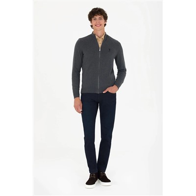 Erkek Antrasit Melanj Basic Triko Hırka