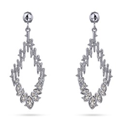 Серьги Ажур (кристаллы SW белые; покрытие родий), Есть комплект