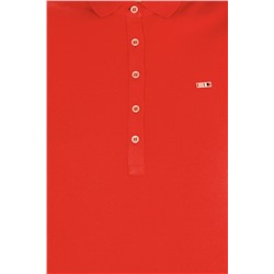 Kadın Kırmızı Polo Yaka Örme Elbise