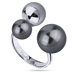 Кольцо Просекко (Майорка 8-12 мм темно-серая; покрытие родий), Есть комплект