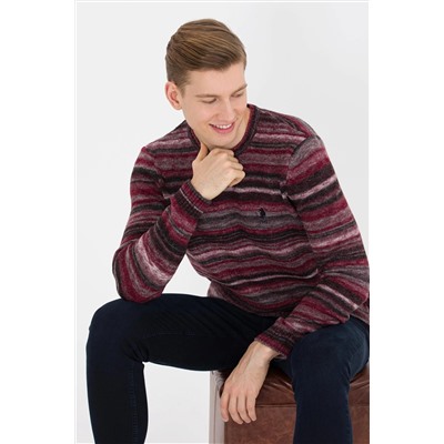 Erkek Vişne Bisiklet Yaka Triko Kazak