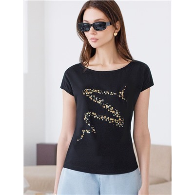 Нарядная футболка с блестящим принтом