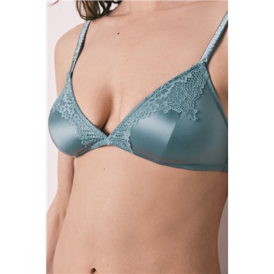 Sujetador triangular relleno azul satinado