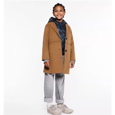 Детское шерстяное пальто средней длины