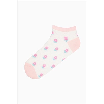 Penti Diamond Flowers Pembe Beyaz 3lü Patik Çorap