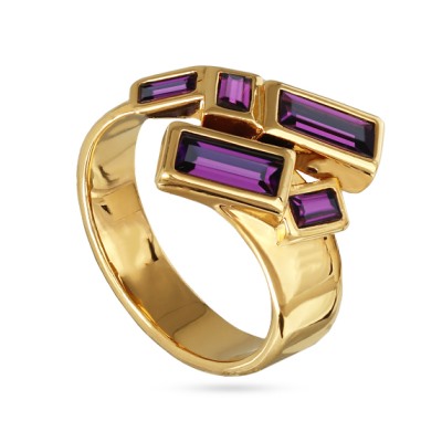 Кольцо Богемия (кристаллы SW темный аметист; покрытие золото), Есть комплект