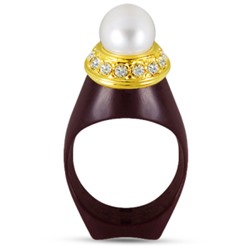 Кольцо Балау (Майорка белая 12мм, кристаллы SW белые; золото)