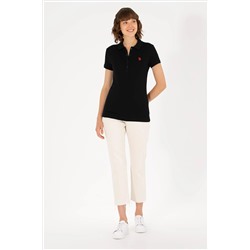 Kadın Siyah Basic Polo Yaka Tişört
