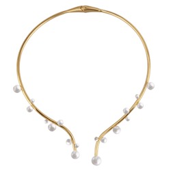 Колье Просекко (Майорка 4-10мм белая; покрытие золото), Есть комплект