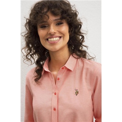 Kadın Somon Uzun Kollu Basic Gömlek