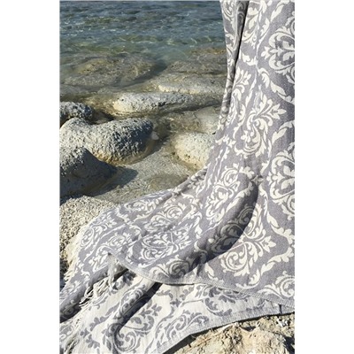 Denizli Concept Gri Barok Desenli Peştamal - 90x170 Cm - %100 Pamuk Peştemal Model