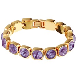 Браслет Теннис (кристаллы SW пурпурные 8мм; покрытие золото) 17-19см, Есть комплект