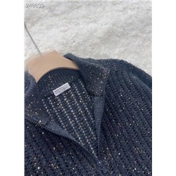 Тонкий кашемировый кардиган на молнии с пайетками  Brunell*o Cucinell*i