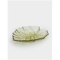 Блюдо, 16х14 см, стекло, зеленое, Лист, Autumn forest